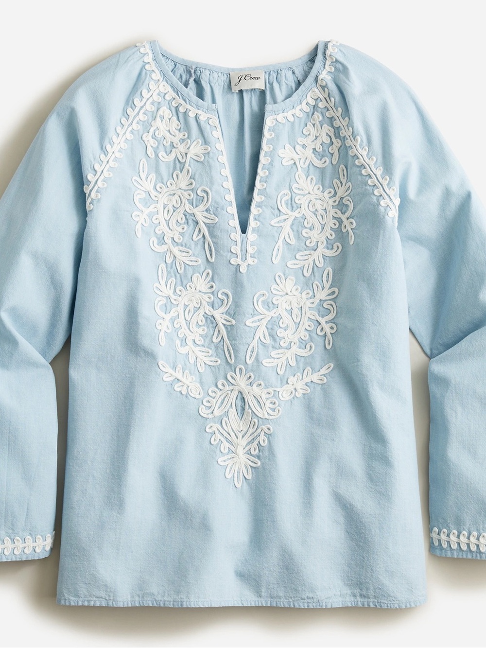 J.Crew Chambray Tunic • Embroidered Bohemian Top • Size S - Picture 2 of 5